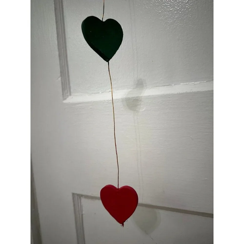 Colorful, wooden garland, heart strand